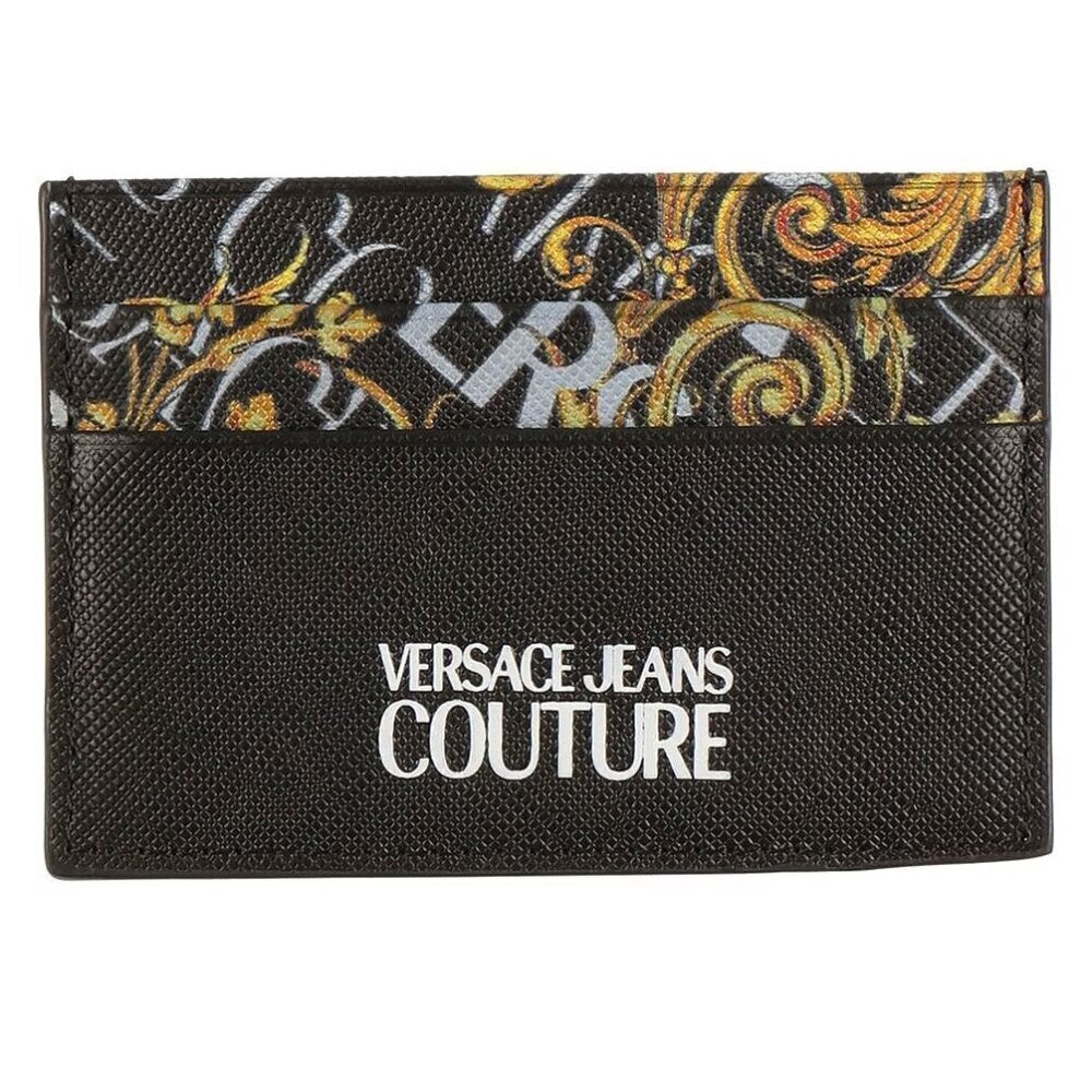 VERSACE JEANS COUTURE Black Logo Couture Card Holder - NIB